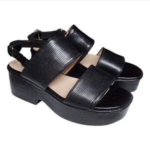 DRIES VAN NOTEN | Black Leather Platform Sandals in Size EU 37.5 / US 7.5